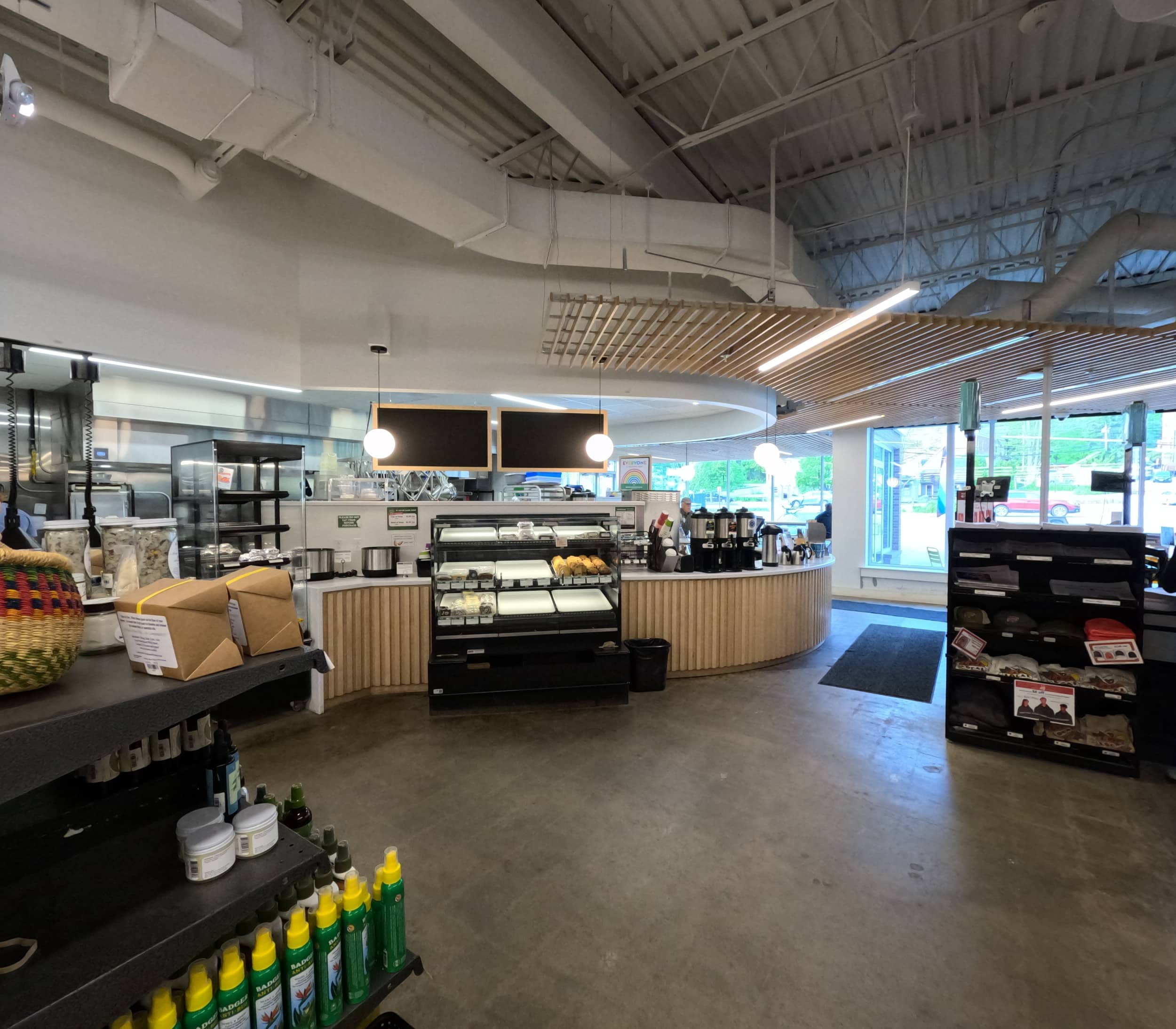 Belfast Community Co-op, purpose built cafe, grab and go food area and seating area.