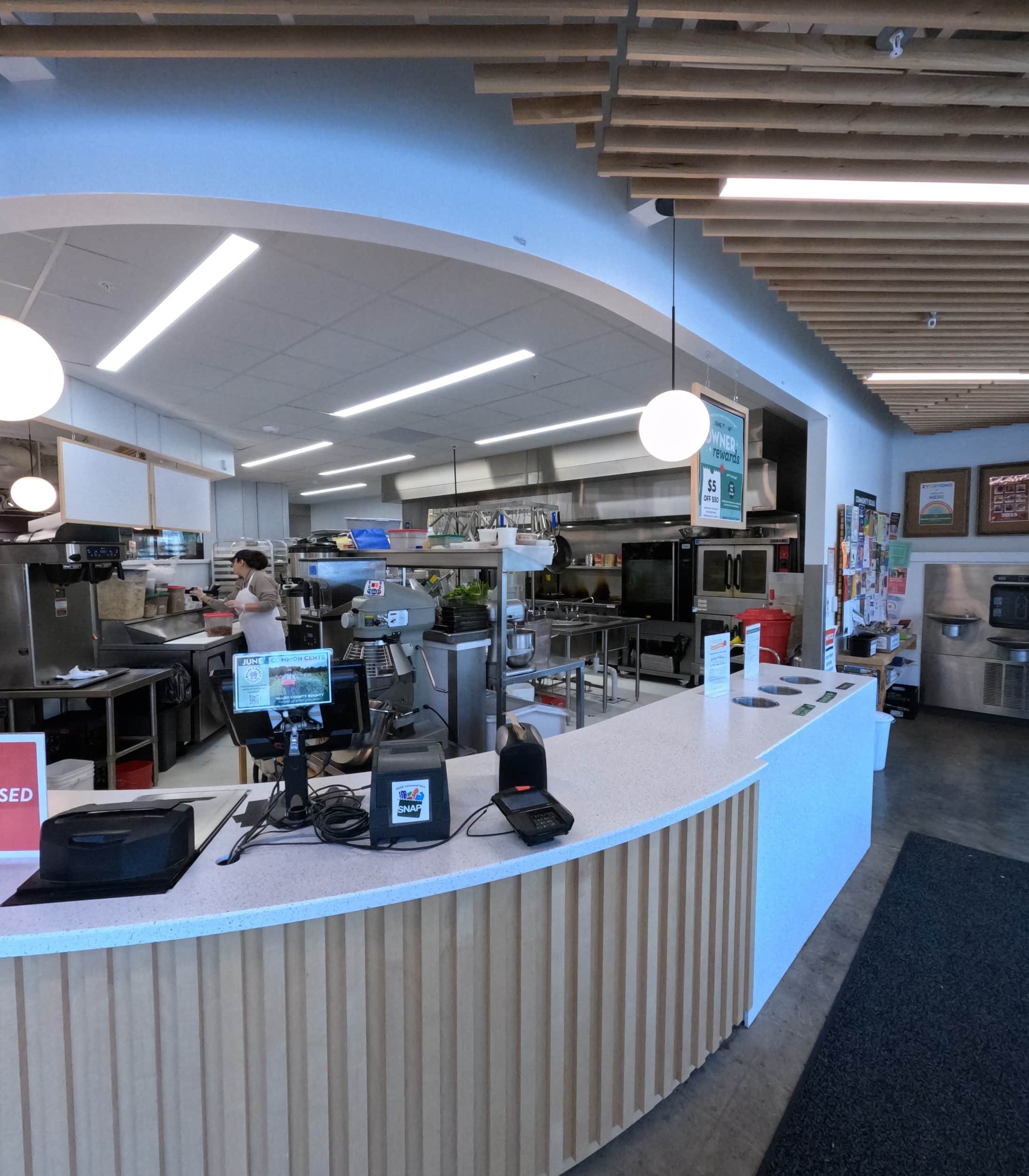 Belfast Community Co-op, purpose built cafe and food prep area.
