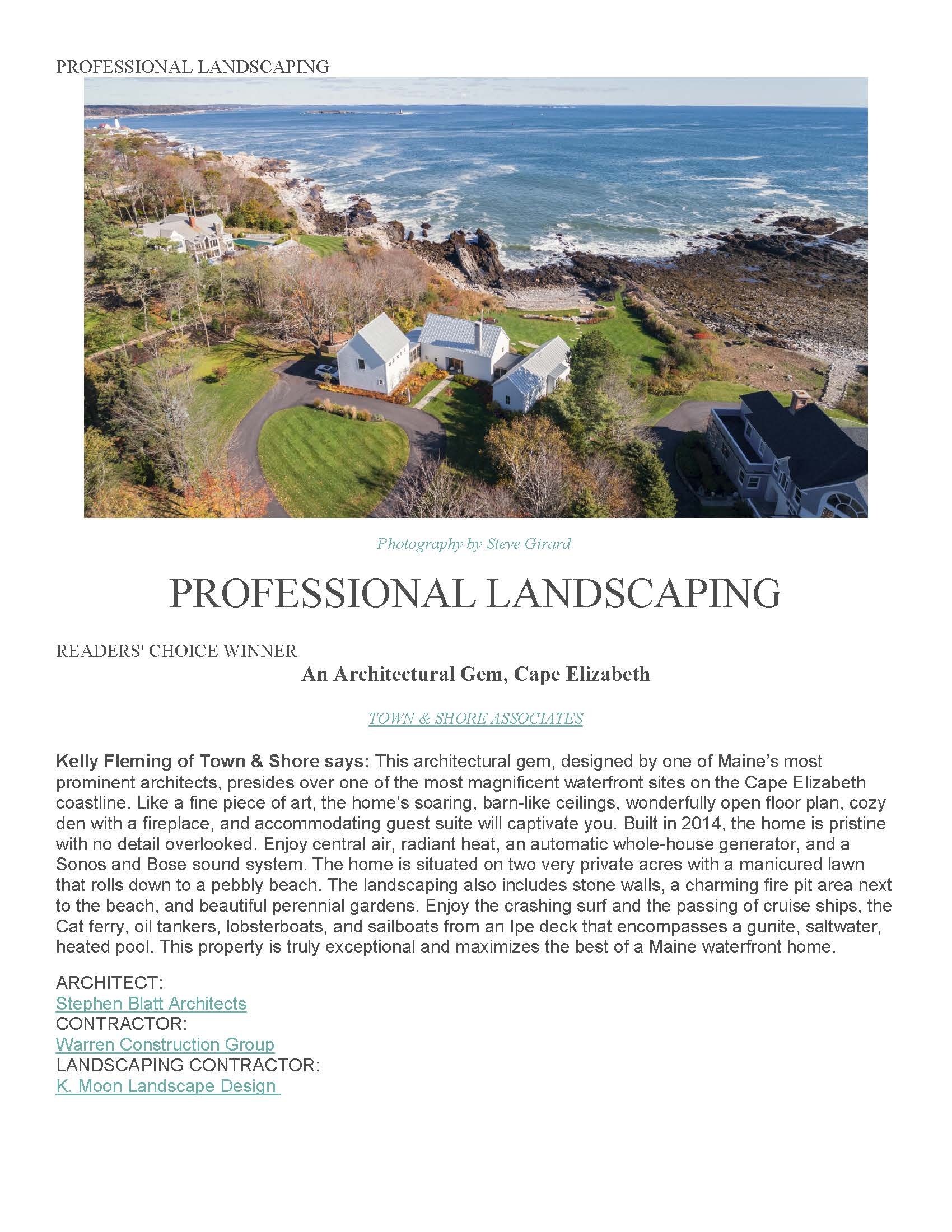 Cape Elizabeth house readers choice professional landscaping award 