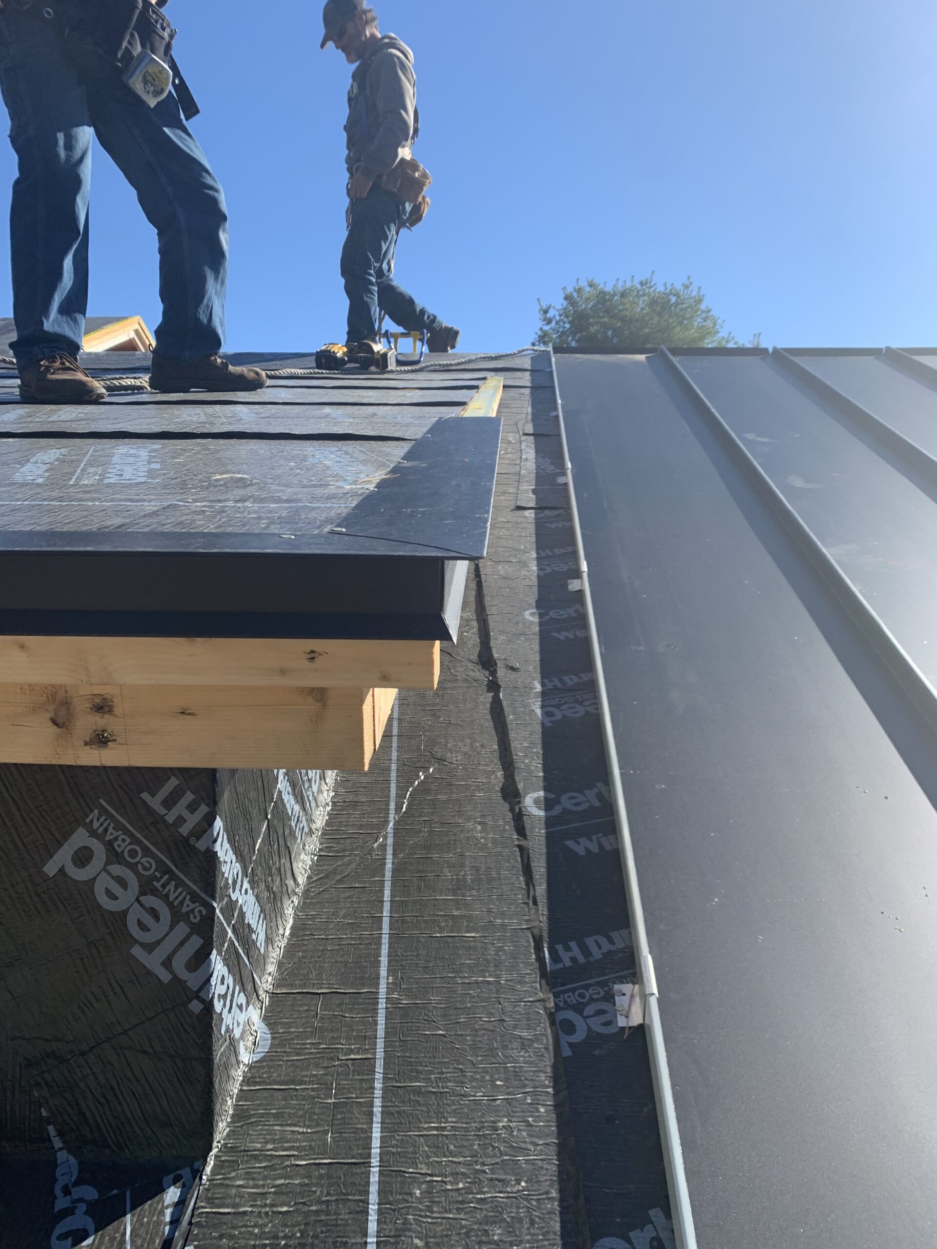 Working on a standing seam metal roof