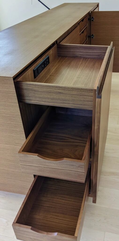 Custom two way draw with built in charging station
