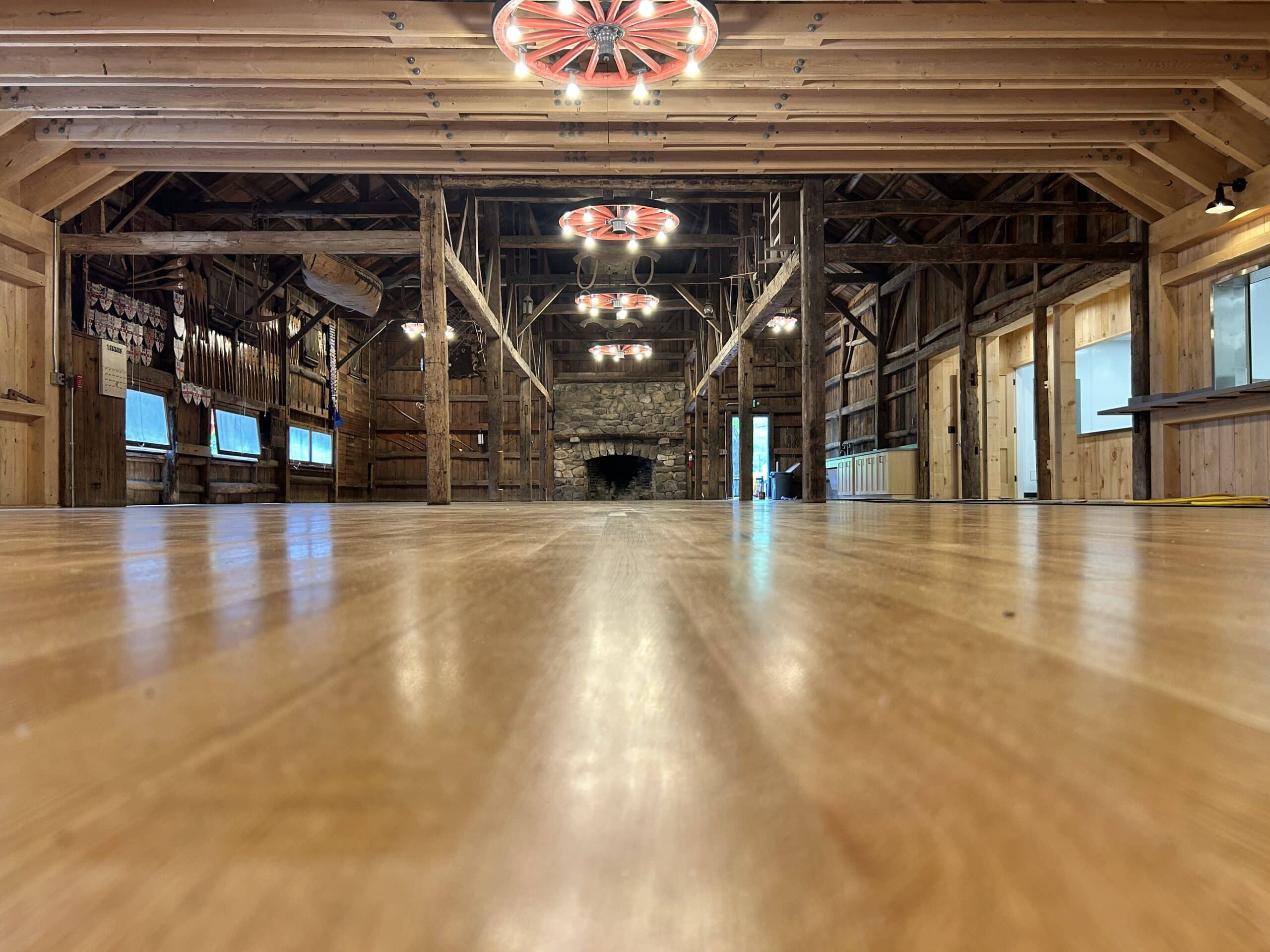 The large expanse of the new and old dining hall